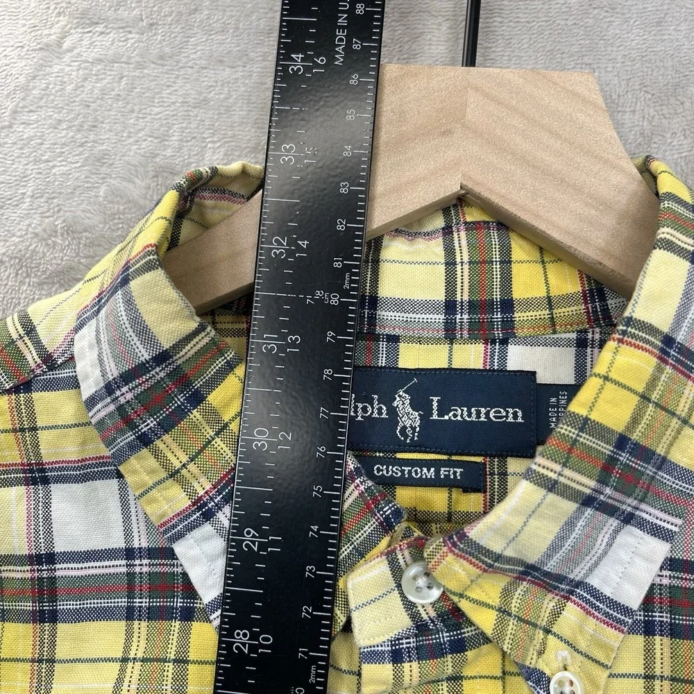 Polo Ralph Lauren Shirt XL 90s VTG Yellow Cotton Plaid Flannel Button READ